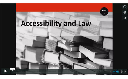 Title slide from Emily Johnston's Accessibility and Law presentation.