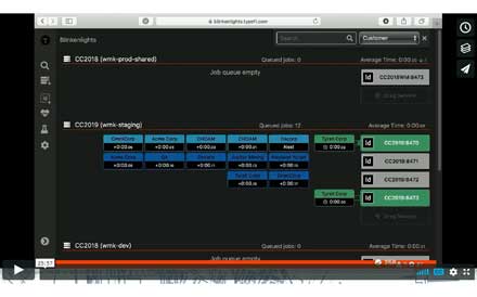 Screenshot of Blinkenlights from Caleb Clauset's 2019 Typefi product update.