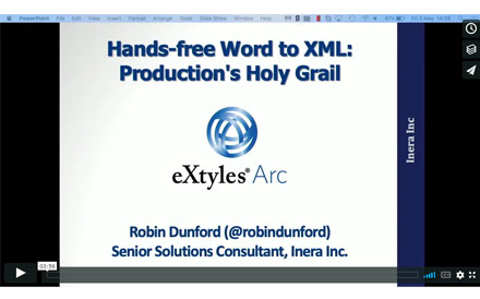 Title slide from Robin Dunford's eXtyles Arc presentation.