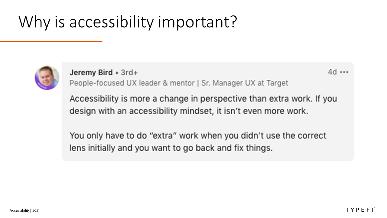 Screenshot of a post by Jeremy Bird, Senior Manager UK at Target, on LinkedIn.