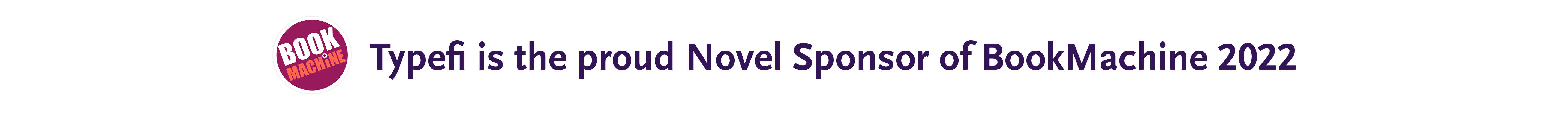Thin banner with BookMachine button logo on the left with white text next to it that reads