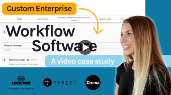 Cover of the Lockton, Typefi and Crema case study video.