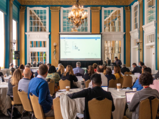 Dilum Samarajeewa presenting to a large audience at the 2019 Typefi User Conference.