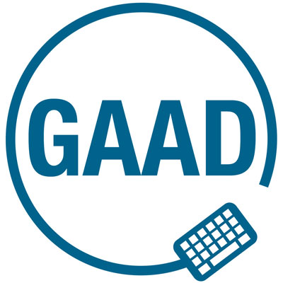 GAAD logo with a circle and keyboard enclosing the letters.