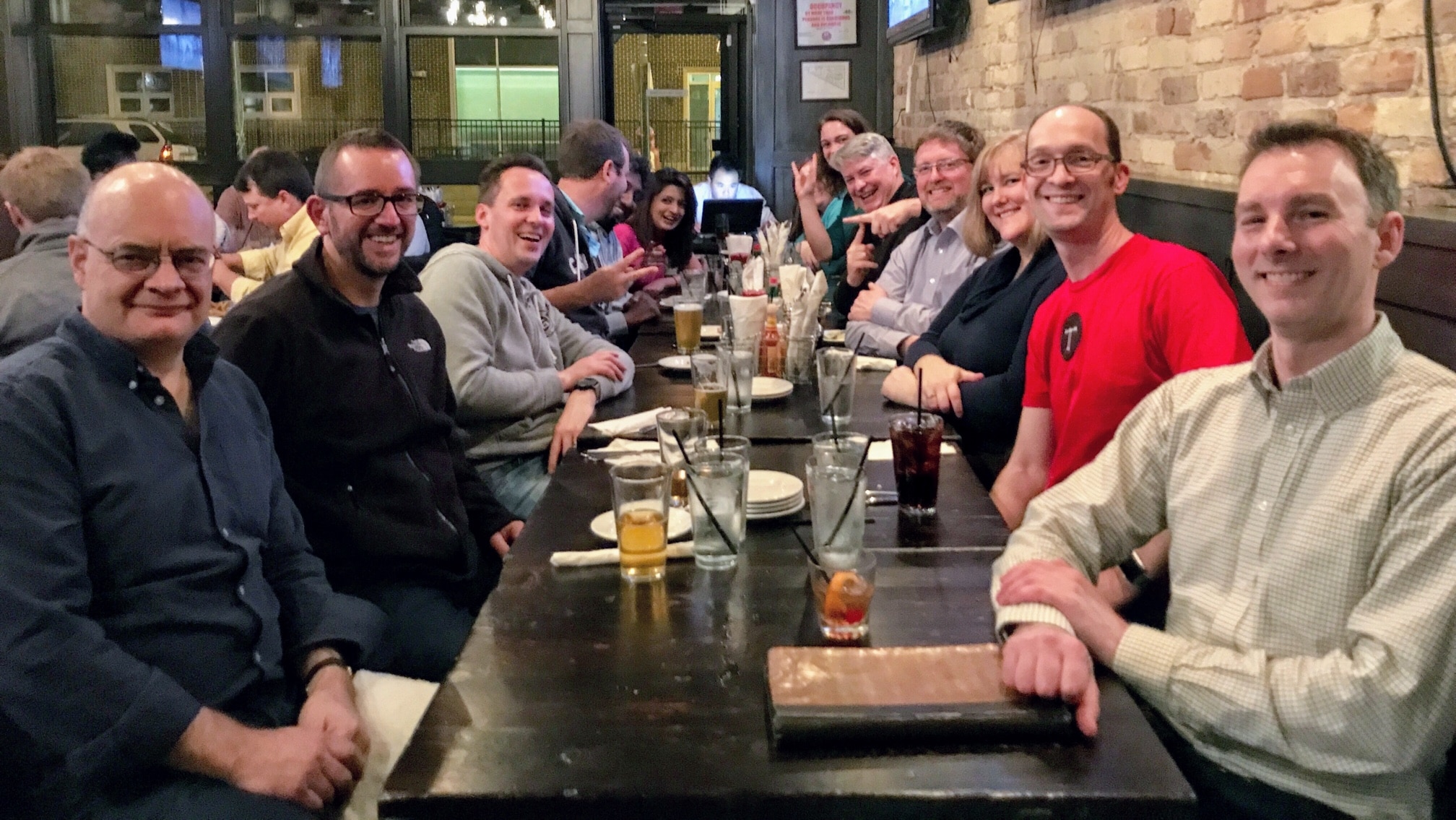 The Typefi team having dinner at a restaurant in Chicago.