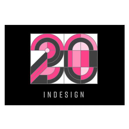 The Adobe InDesign 20th birthday logo.