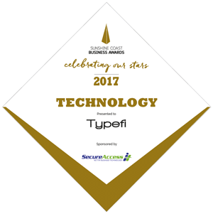Typefi's 2017 Sunshine Coast Business Award for Technology