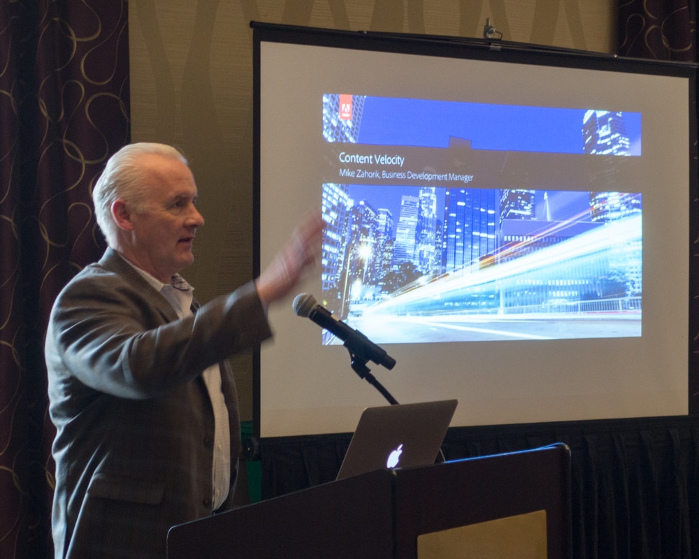 Mike Zahorik, Adobe Business Development Manager, delivers the afternoon keynote on Content Velocity at the 2017 Typefi User Conference.