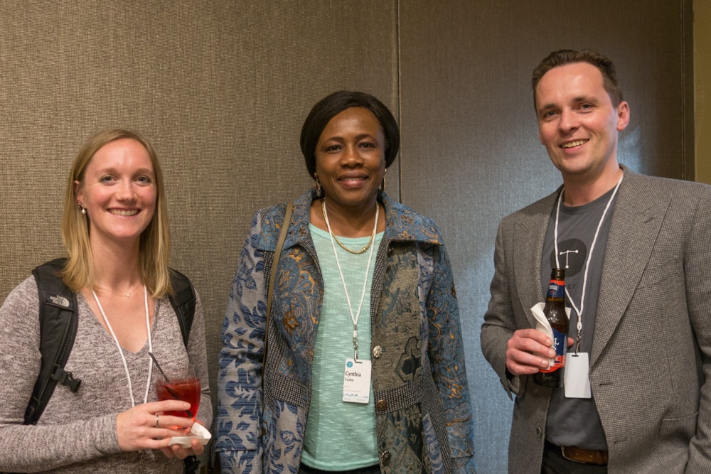 Johanna Stansfield and Cynthia Cudjoe from the World Meteorological Organization (WMO) with Typefi Senior Solutions Consultant Guy van der Kolk at the 2017 Typefi User Conference.