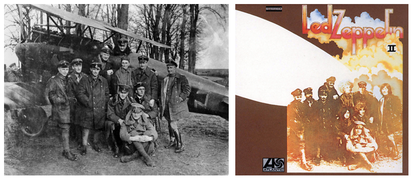 The Led Zeppelin 2 album cover is adapted from a photograph of the Red Baron Richthofen.