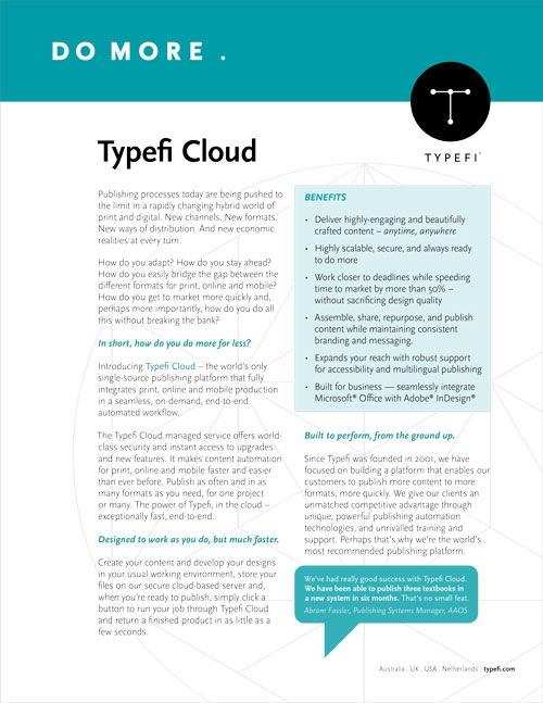 Typefi Cloud brochure cover