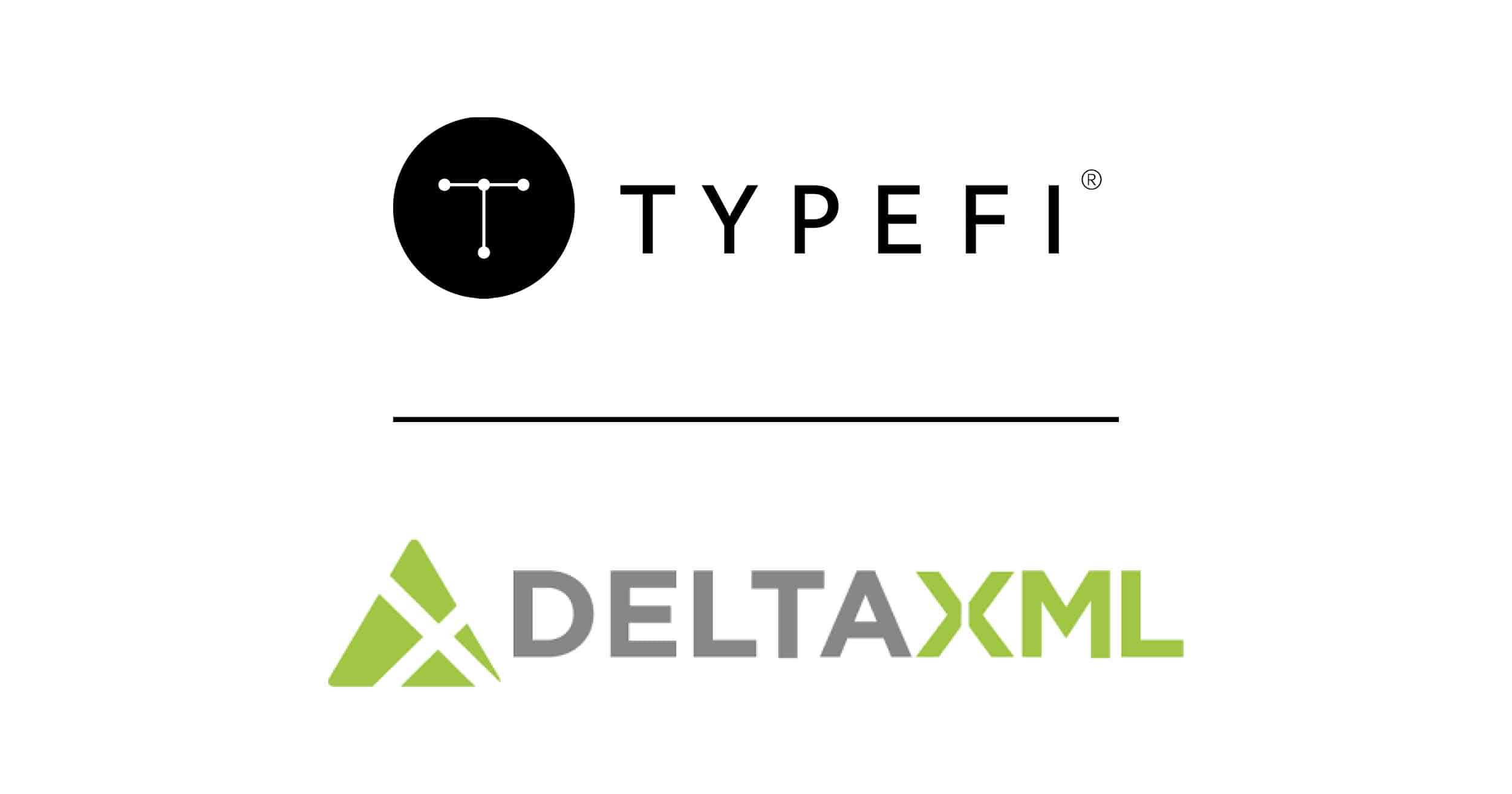 Graphic showing logos of Typefi above the logo of DeltaXML
