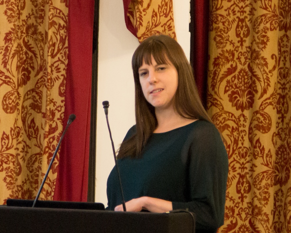 Sarah Crouch, Head of Publishing and Content at the Royal Institution of Chartered Surveyors, delivering her presentation.