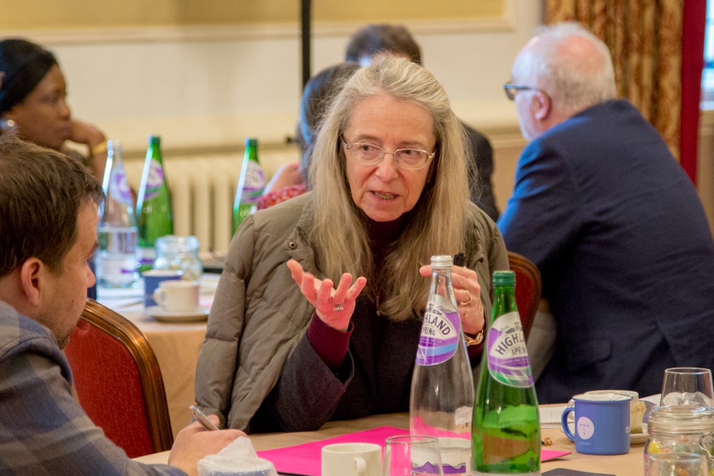 Ken Jones (Circular Software) and Corinne Adal (WMO) discussing product ideas.