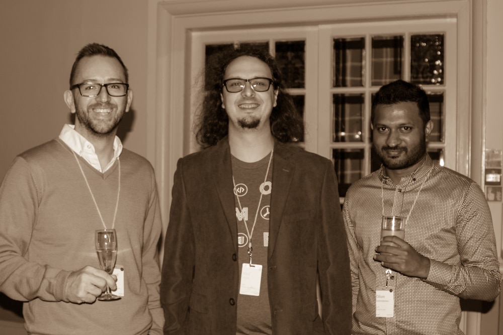 Michael Cousins, Vlad Vladila, and Dilum Samarajeewa from Typefi.