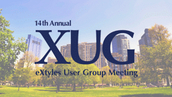 Banner advertising the 14th Annual XUG (eXtyles User Group Meeting) in Boston.