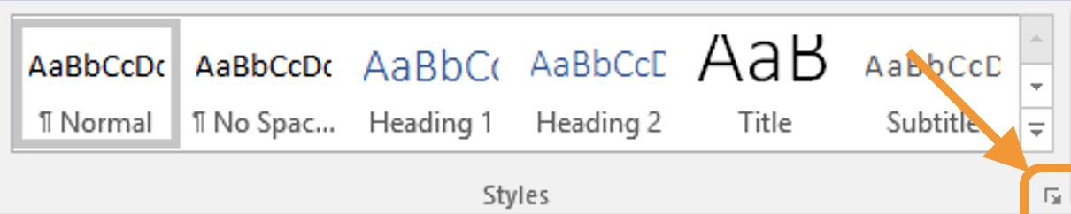 Screenshot showing the Styles panel in Microsoft Word for Windows.